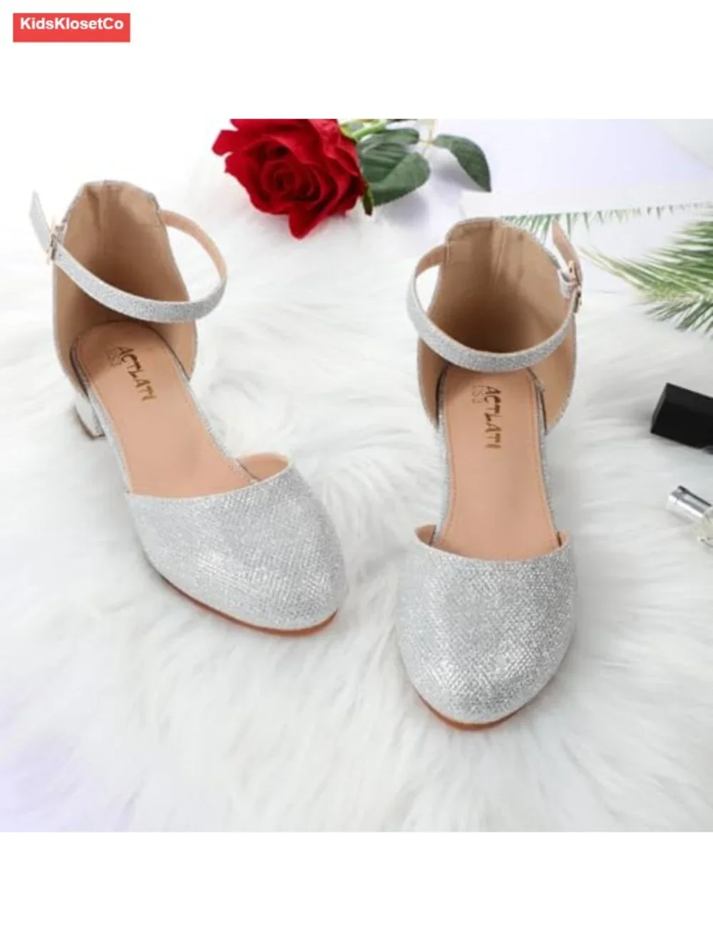 Girls Closed Toe Chunky Heeled Sandals Dress Shoes Ankle Strap Wedding Party